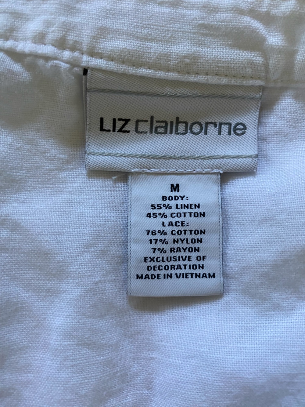 Liz Claiborne White Sleeveless Lace-Front button down- medium - Picture 6 of 6